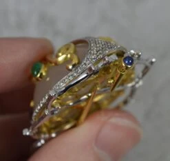 Unknown Incredible 18ct Gold Agate Sapphire Emerald Pearl Diamond Beetle Brooch 44.7g -Mode Bijouterie Magasin DSC 0914 master