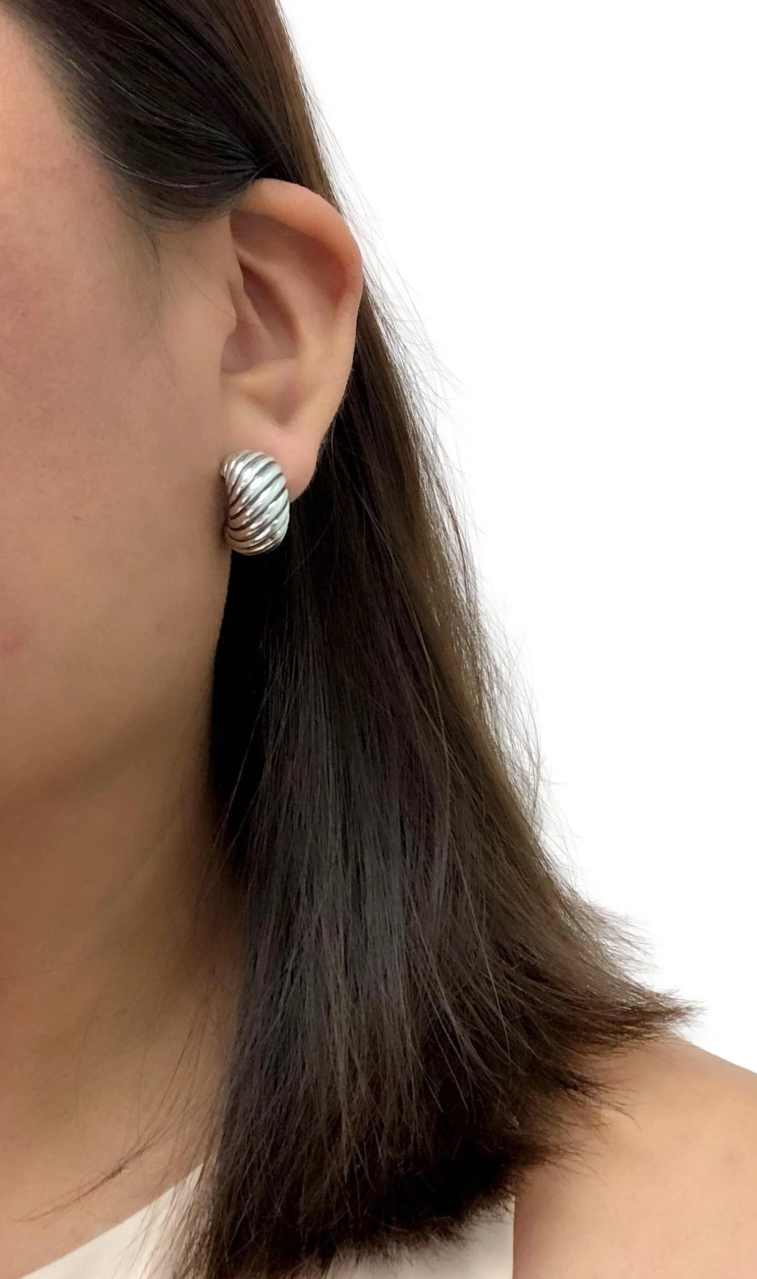 David Yurman Sterling Silver 14k Cable Classics Shrimp Half-Hoop Earrings 7 David Yurman Sterling Silver 14k Cable Classics Shrimp Half-Hoop Earrings – Image 5