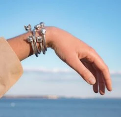 Paul Eaton Sculpted Labrador Retriever Heads On Sterling Silver Twisted Bangle -Mode Bijouterie Magasin DogHorse 6 Copy master