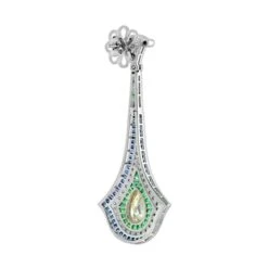 Unknown GIA Pear Shape Diamond Emerald Sapphire Art Deco Style Earrings In 18K Gold -Mode Bijouterie Magasin E1993 D KM E9 S9 D2 3 master