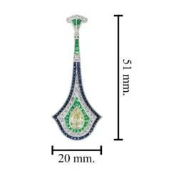 Unknown GIA Pear Shape Diamond Emerald Sapphire Art Deco Style Earrings In 18K Gold -Mode Bijouterie Magasin E1993 D KM E9 S9 D2 4 master