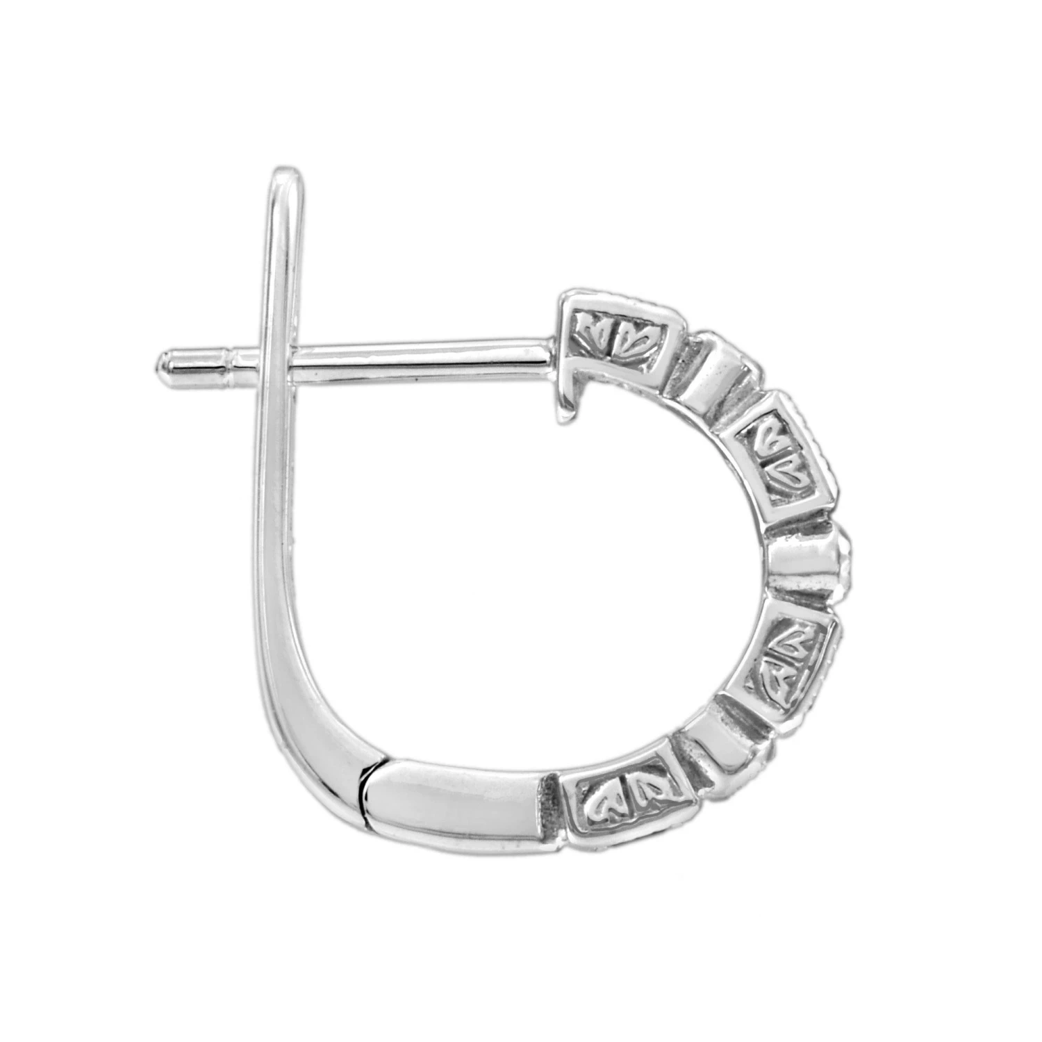 Unknown Alternate Baguette Blue Sapphire And Round Diamond Earrings In 14K White Gold 4 Unknown Alternate Baguette Blue Sapphire And Round Diamond Earrings In 14K White Gold – Image 2