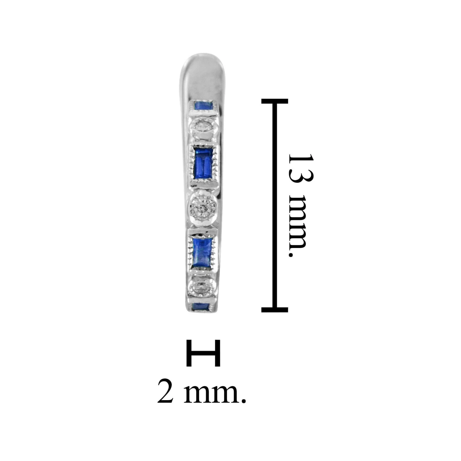 Unknown Alternate Baguette Blue Sapphire And Round Diamond Earrings In 14K White Gold 6 Unknown Alternate Baguette Blue Sapphire And Round Diamond Earrings In 14K White Gold – Image 4