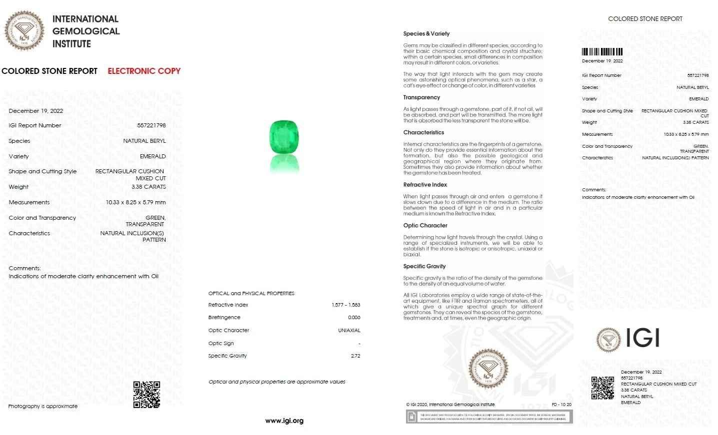*Sales* IGI 18k 8.70 Ctw Emerald &Sapphires Antique Art Deco Engagement Ring 11 *Sales* IGI 18k 8.70 Ctw Emerald &Sapphires Antique Art Deco Engagement Ring – Image 9