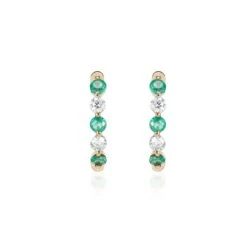 0.502 Carat Emerald Hoop Earrings In 14 Karat Yellow Gold With White Diamond -Mode Bijouterie Magasin E479 master