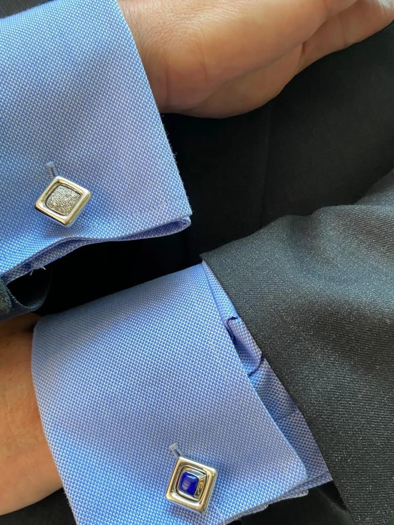 Vintage Chopard Diamond Lapis Rotating Cufflinks 18 Karat White Gold, Circa 2000 9 Vintage Chopard Diamond Lapis Rotating Cufflinks 18 Karat White Gold, Circa 2000 – Image 7