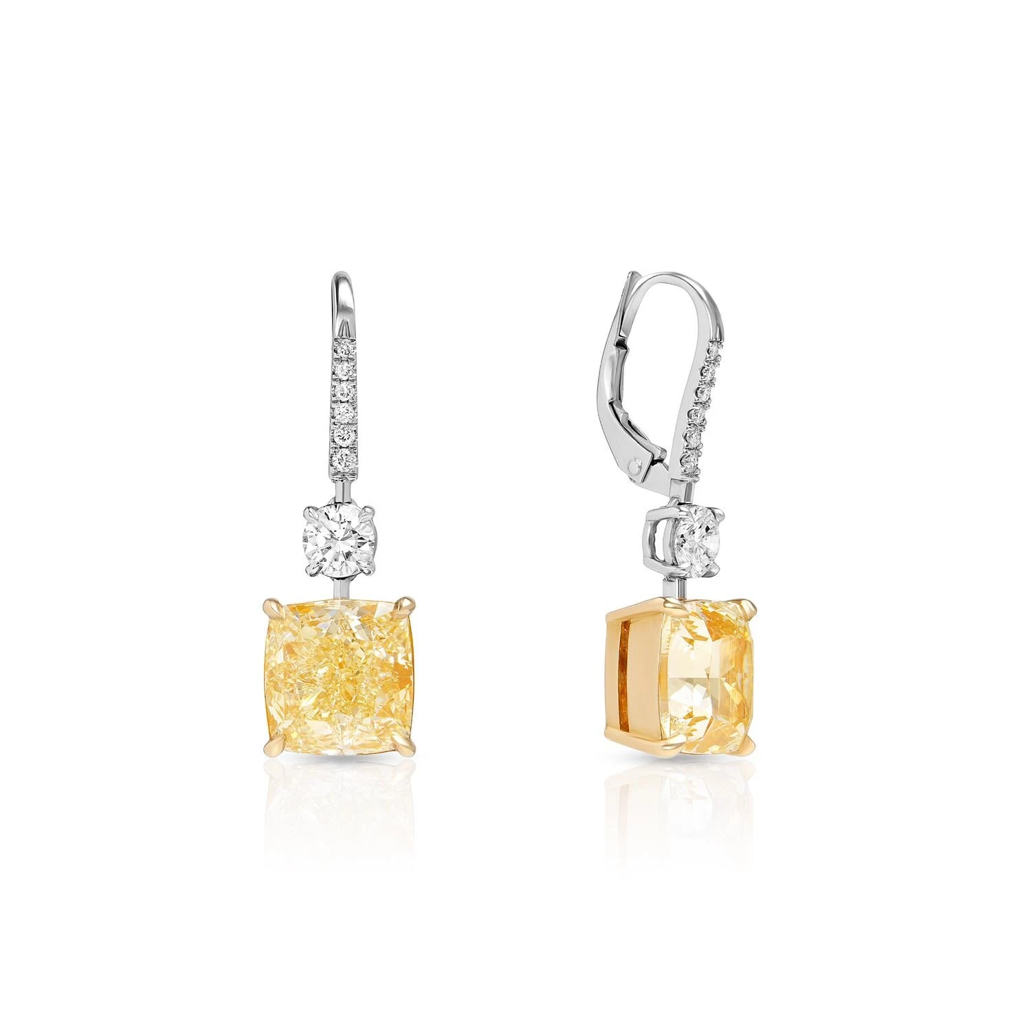 11 Carat Cushion Cut Diamond Lever-Back Earrings Certified YZ VVS 5 11 Carat Cushion Cut Diamond Lever-Back Earrings Certified YZ VVS – Image 3