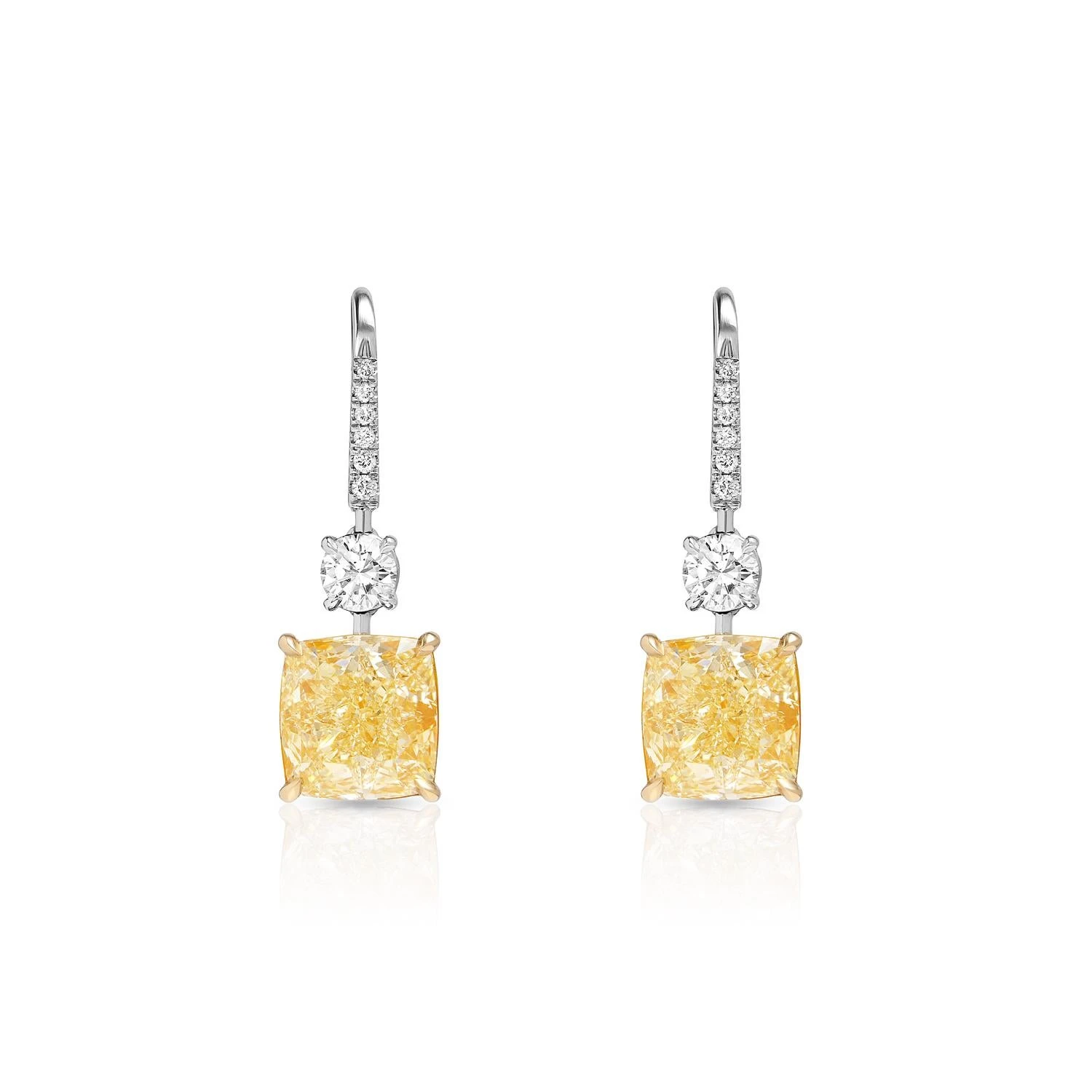 11 Carat Cushion Cut Diamond Lever-Back Earrings Certified YZ VVS 4 11 Carat Cushion Cut Diamond Lever-Back Earrings Certified YZ VVS – Image 2