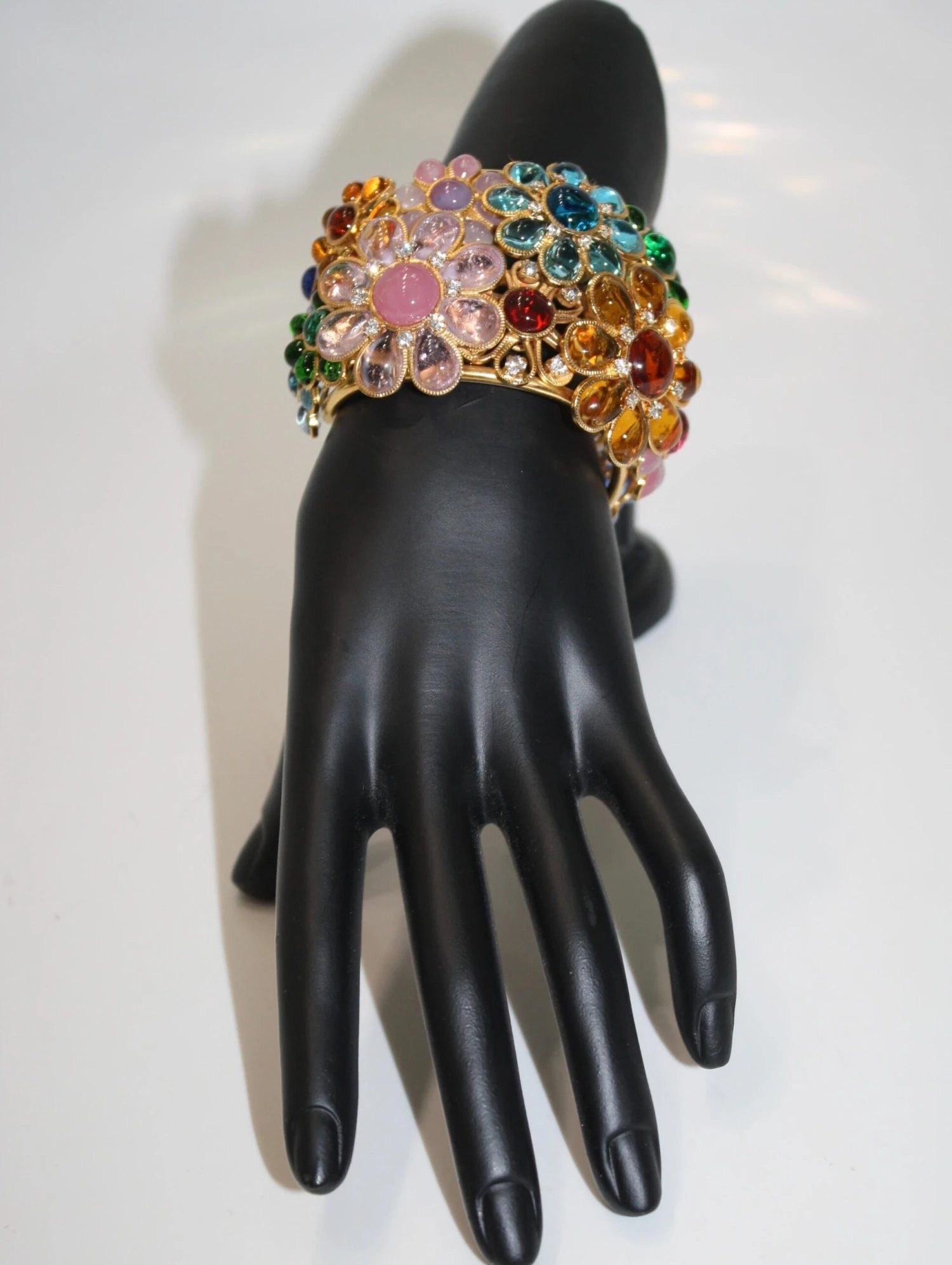 Unknown Pate De Verre Multicolor Flower Cuff 9 Unknown Pate De Verre Multicolor Flower Cuff – Image 7