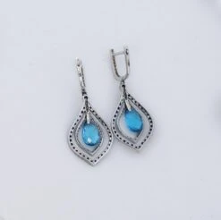 Effy 14k White Gold Blue Topaz, Sapphire, Diamond Drop Earrings 9 Effy 14k White Gold Blue Topaz, Sapphire, Diamond Drop Earrings -Mode Bijouterie Magasin EFFY 14k Gold Sapphire Diamond Topaz Drop Earrings 4 master