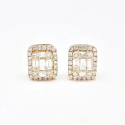 18 Karat Rose Gold Natural Diamonds Illusion Halo Cluster Emerald Stud Earrings 9 18 Karat Rose Gold Natural Diamonds Illusion Halo Cluster Emerald Stud Earrings -Mode Bijouterie Magasin ELE158rg 2 master