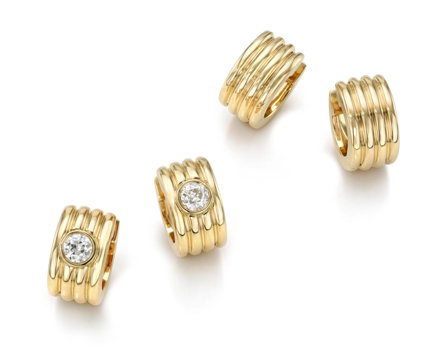 Handcrafted Eleni Huggie Earrings With Old European Cut Diamonds By Single Stone 6 Handcrafted Eleni Huggie Earrings With Old European Cut Diamonds By Single Stone – Image 4