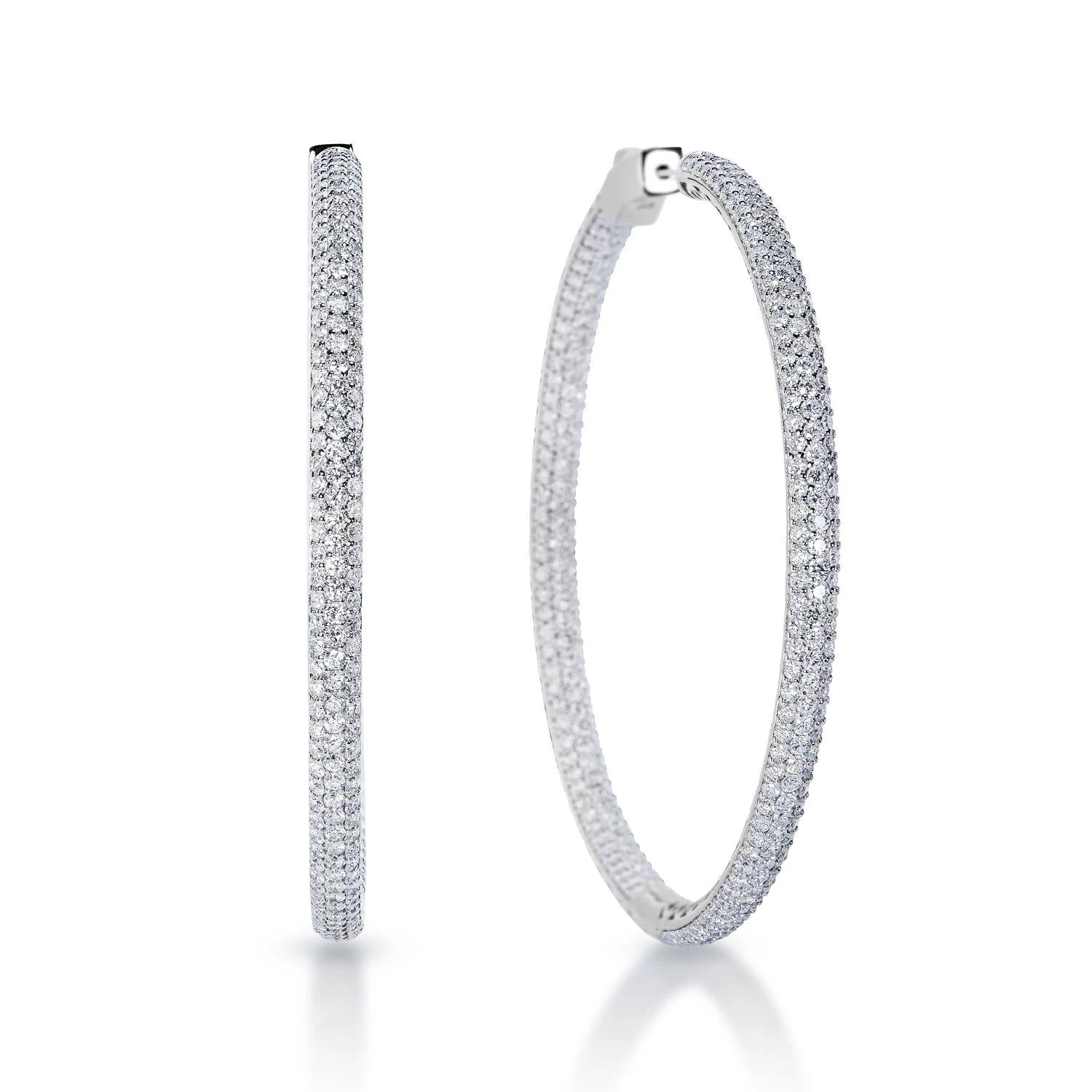 6 Carat Round Brilliant 2 Inch Pave Diamond Hoops Earrings Certified 4 6 Carat Round Brilliant 2 Inch Pave Diamond Hoops Earrings Certified – Image 2