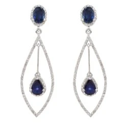 Unknown Sapphire Dangle Earrings With Diamond In 18k Gold -Mode Bijouterie Magasin FER11 SE 1004 master