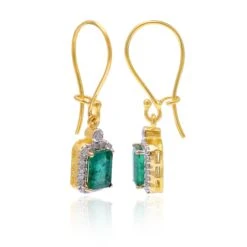 Unknown Emerald Dangle Earrings With Diamond In 14k Gold 11 Unknown Emerald Dangle Earrings With Diamond In 14k Gold -Mode Bijouterie Magasin FER11 SE 1326C master