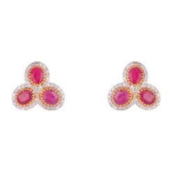 Unknown Ruby Stud Earrings With Diamond In 14k Gold -Mode Bijouterie Magasin FER11 SE 1343C 1 master