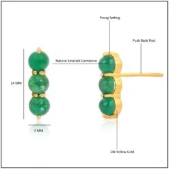 Unknown Emerald Stud Earrings In 14k Gold -Mode Bijouterie Magasin FER11 SE 1681C SE 1218C 4 master