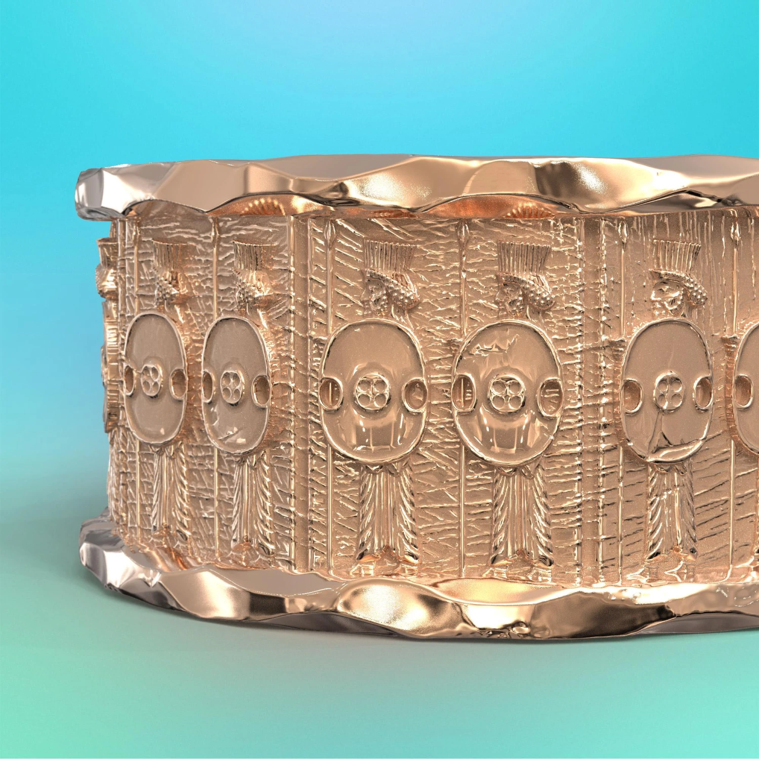 18k Gold Ring With Temple Of Persepolis Bas-Reliefs, Jāwīdān Warriors 13 18k Gold Ring With Temple Of Persepolis Bas-Reliefs, Jāwīdān Warriors – Image 11