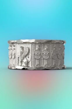 Italian 14k Gold Ring With Temple Of Persepolis Bas-Reliefs, Persian Style Ring 22 Italian 14k Gold Ring With Temple Of Persepolis Bas-Reliefs, Persian Style Ring -Mode Bijouterie Magasin FID 048 AN 18 master