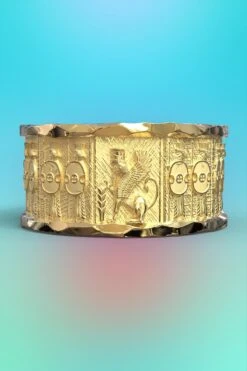 Italian 14k Gold Ring With Temple Of Persepolis Bas-Reliefs, Persian Style Ring 18 Italian 14k Gold Ring With Temple Of Persepolis Bas-Reliefs, Persian Style Ring -Mode Bijouterie Magasin FID 048 AN 2 master