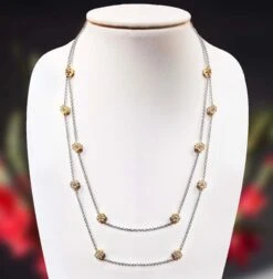 Vitolo 18 Karat Gold Necklace With Flower Diamond Bezels -Mode Bijouterie Magasin Flower Necklace 04 3 master