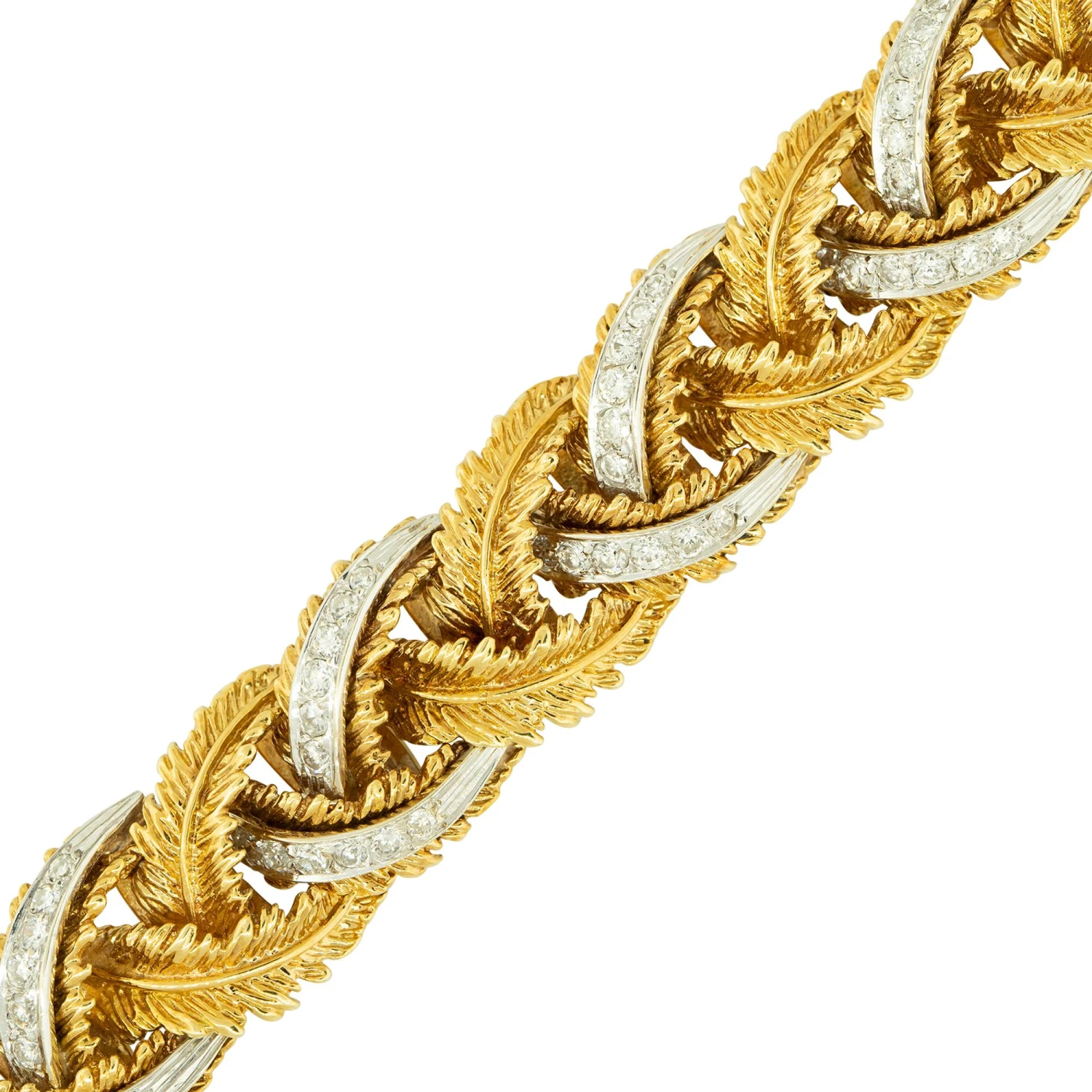 Unknown 2.0 Carat Diamond And Feather Link Design Bracelet 18 Karat In Stock 4 Unknown 2.0 Carat Diamond And Feather Link Design Bracelet 18 Karat In Stock – Image 2