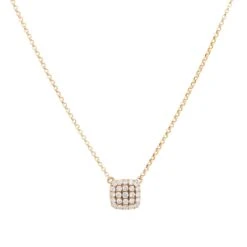 Unknown 0.25 Carat Pave Diamond Square Necklace 14 Karat In Stock -Mode Bijouterie Magasin G13251 1 master
