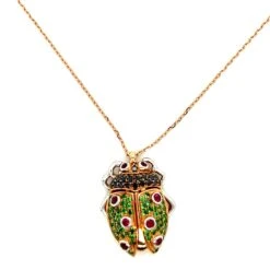 Green Garnet & Black Diamond 18k Rose Gold Ladybug Necklace -Mode Bijouterie Magasin GKNL18072R Ladybug 2 master