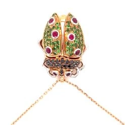 Green Garnet & Black Diamond 18k Rose Gold Ladybug Necklace -Mode Bijouterie Magasin GKNL18072R Ladybug 5 master