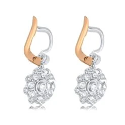 Unknown 0.32 Carat Diamond Earrings, Diamond Cluster Halo, Platinum -Mode Bijouterie Magasin GS527 BF master