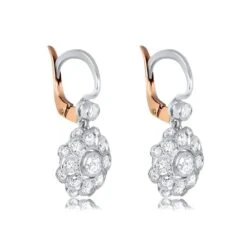Unknown 0.32 Carat Diamond Earrings, Diamond Cluster Halo, Platinum -Mode Bijouterie Magasin GS527 TVT master