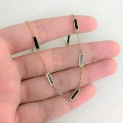 Unknown 14k Yellow Gold & Green Malachite Inlay Station Bar Bracelet -Mode Bijouterie Magasin G SN901OX 1 master