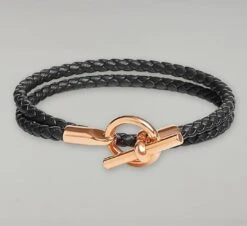 Hermes Glenan Double Tour Bracelet Black Swift Calfskin Size T2 15.5cm 11 Hermes Glenan Double Tour Bracelet Black Swift Calfskin Size T2 15.5cm -Mode Bijouterie Magasin Glenan Double Tour bracelet noir 2 master