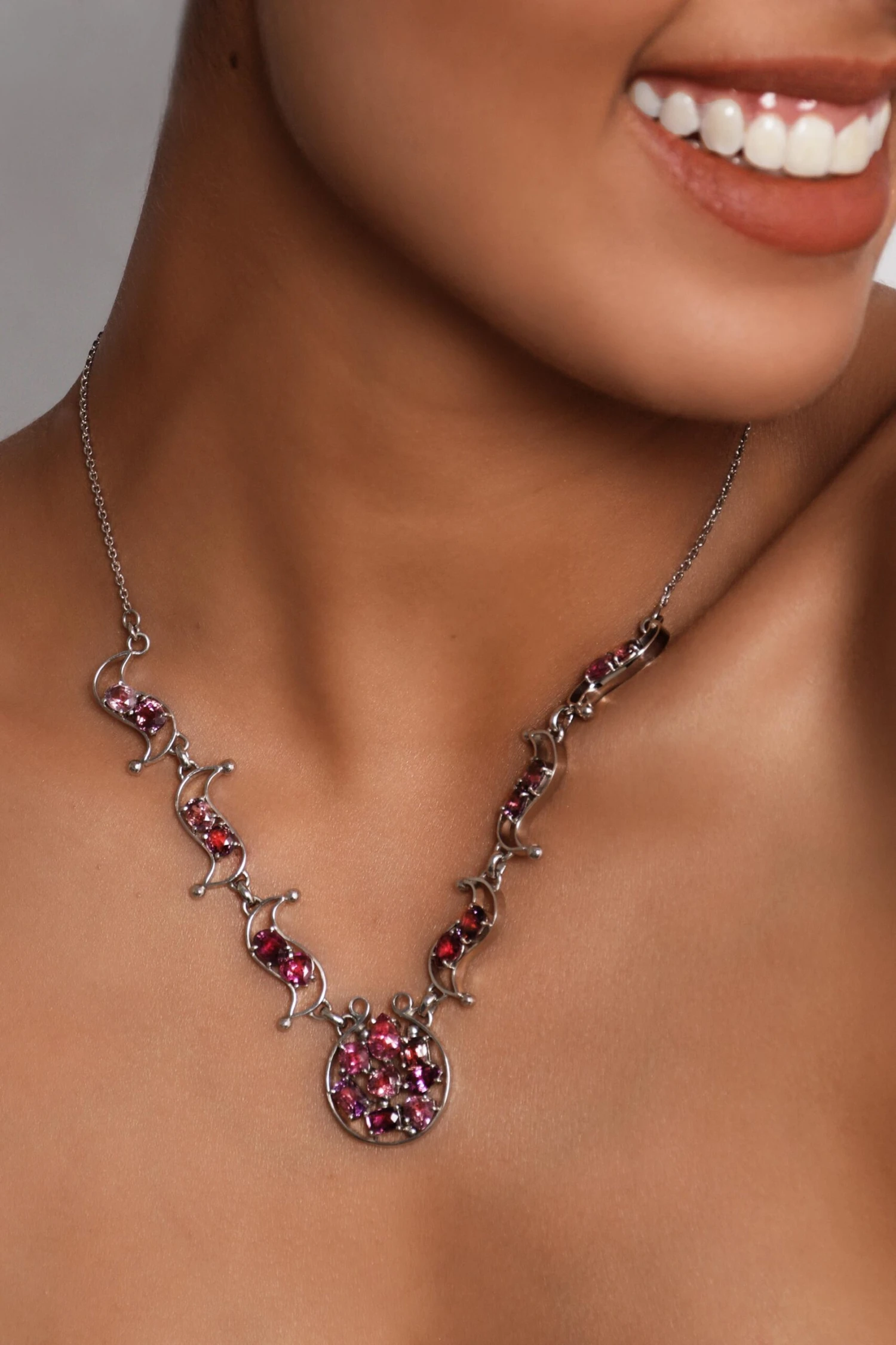 Unknown EGL Certified Natural Untreated 23CTW Pink Sapphire Platinum Silver Necklace 7 Unknown EGL Certified Natural Untreated 23CTW Pink Sapphire Platinum Silver Necklace – Image 5