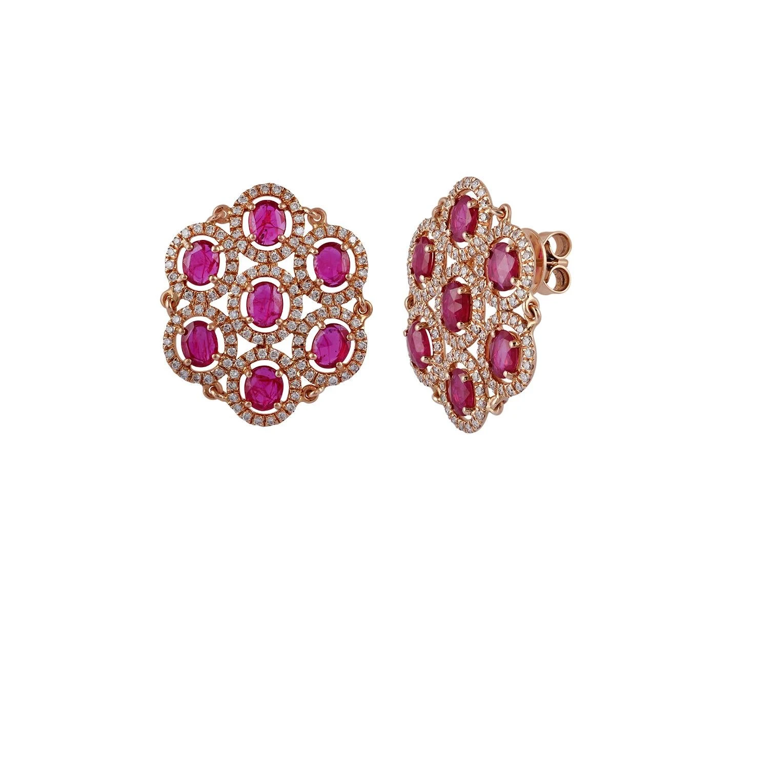 Ruby And Diamond Earrings Studded In 18 Karat Rose Gold 4 Ruby And Diamond Earrings Studded In 18 Karat Rose Gold – Image 2