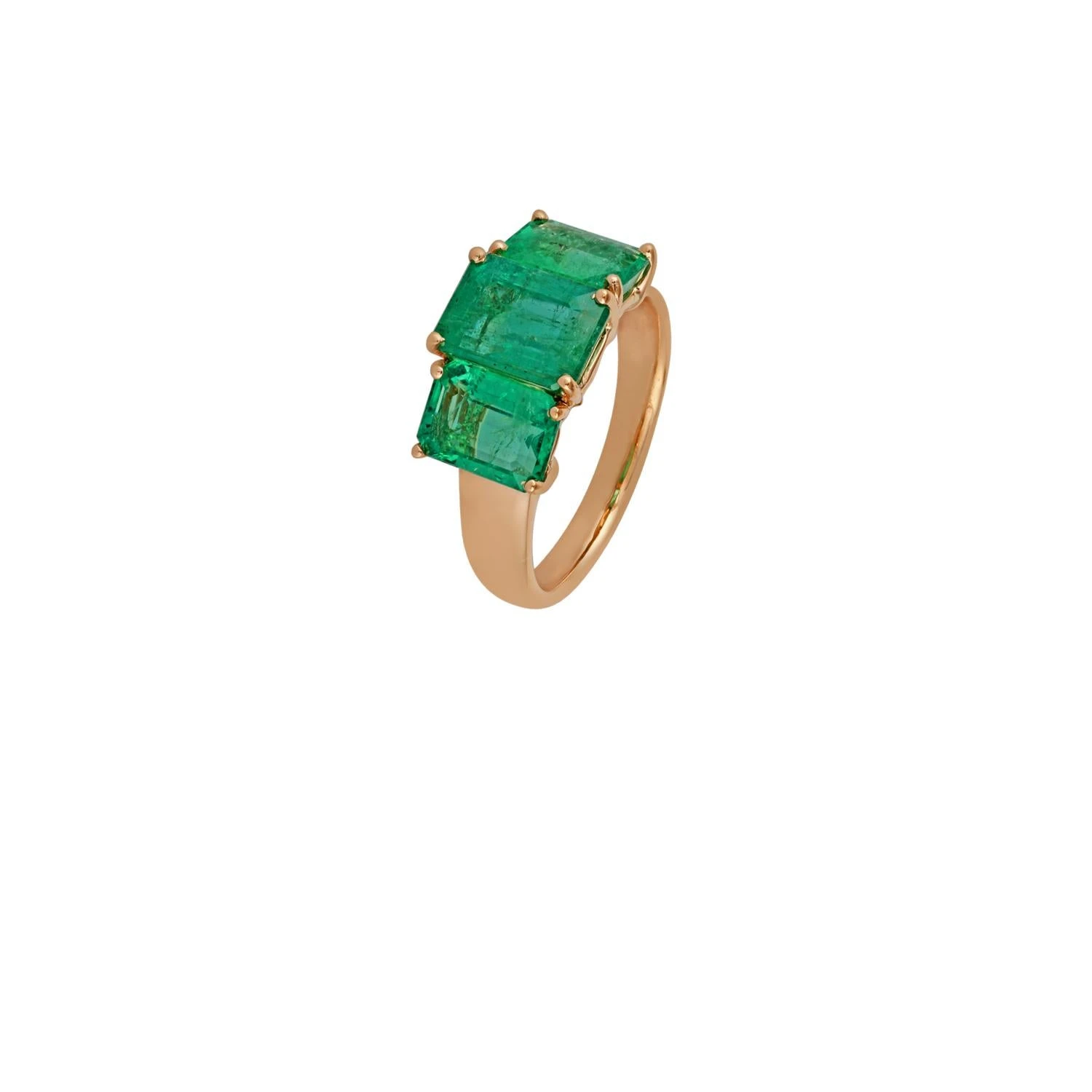 Emerald Ring Studded In 18 Karat Yellow Gold 5 Emerald Ring Studded In 18 Karat Yellow Gold – Image 3