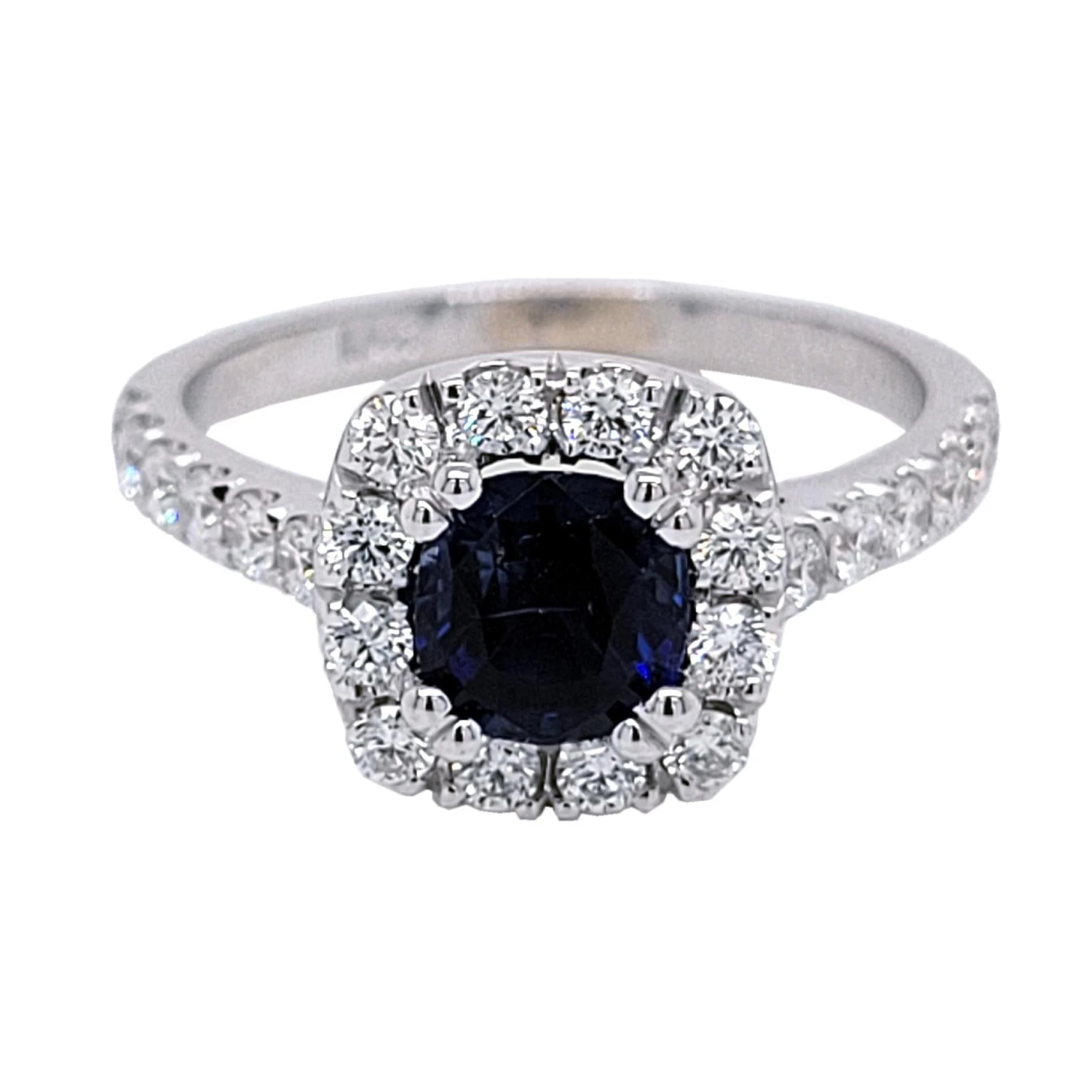 1.16 Carat Cushion Shape Sapphire 18 K Pave Set Engagement Ring With Halo 4 1.16 Carat Cushion Shape Sapphire 18 K Pave Set Engagement Ring With Halo – Image 2