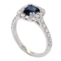 1.16 Carat Cushion Shape Sapphire 18 K Pave Set Engagement Ring With Halo 9 1.16 Carat Cushion Shape Sapphire 18 K Pave Set Engagement Ring With Halo -Mode Bijouterie Magasin H 2682 1 master