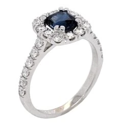 1.16 Carat Cushion Shape Sapphire 18 K Pave Set Engagement Ring With Halo 8 1.16 Carat Cushion Shape Sapphire 18 K Pave Set Engagement Ring With Halo -Mode Bijouterie Magasin H 2682 master