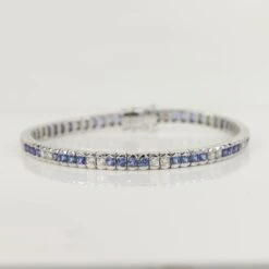 Unknown Sapphire And Diamond Tennis Bracelet 18 Karat White Gold -Mode Bijouterie Magasin IMG 0003 master