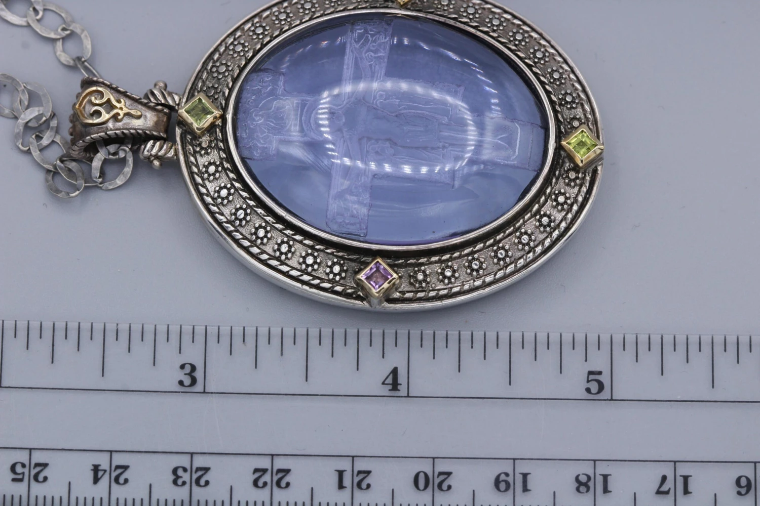 Unknown Light Purple Italian Murano Glass Pendant Cameo Of Crucified Cross 7 Unknown Light Purple Italian Murano Glass Pendant Cameo Of Crucified Cross – Image 5