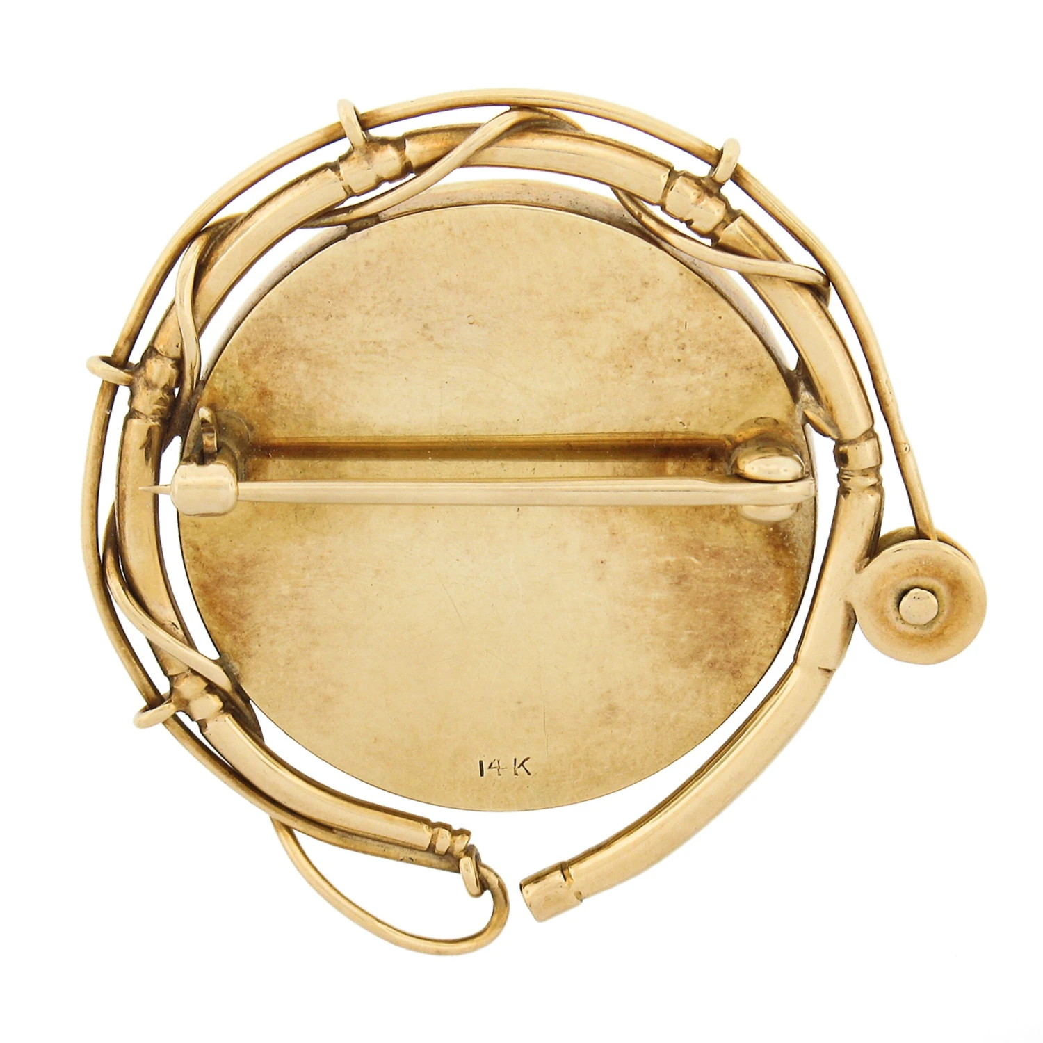 Unknown Vintage 14k Yellow Gold Marlin Fish Reverse Intaglio Painted Fishing Reel Brooch 5 Unknown Vintage 14k Yellow Gold Marlin Fish Reverse Intaglio Painted Fishing Reel Brooch – Image 3