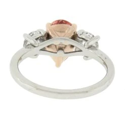 Platinum & 14k Gold GIA No Heat Pear Padparadscha Sapphire Diamond 3 Stone Ring -Mode Bijouterie Magasin IMG 0595 marked master
