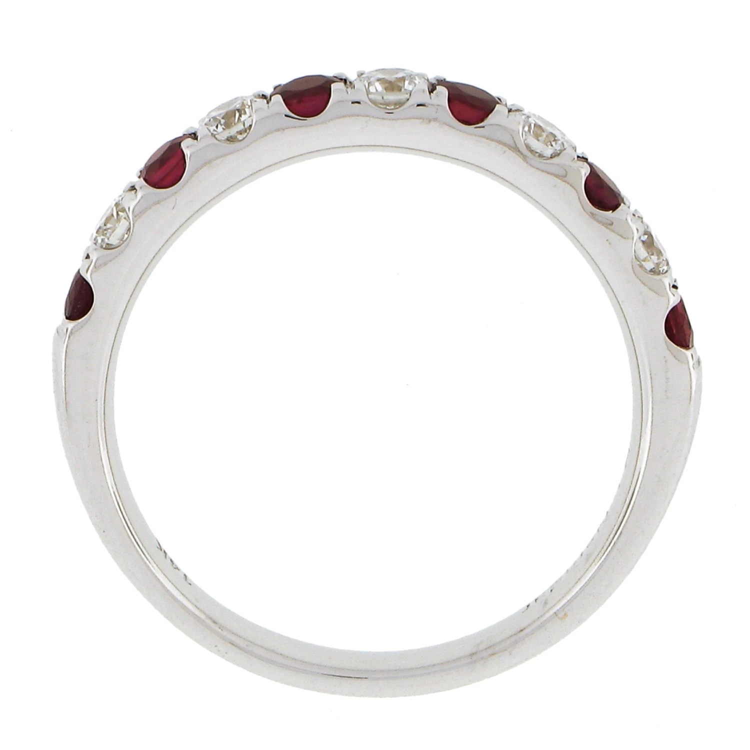 Unknown 14k Gold 0.80ct Alternating Round Brilliant Ruby & Diamond Prong Stack Band Ring 10 Unknown 14k Gold 0.80ct Alternating Round Brilliant Ruby & Diamond Prong Stack Band Ring – Image 8
