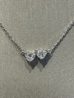 Unknown GIA Diamond Hearts Necklace, TCW 1.87 With 18k White Gold Chain -Mode Bijouterie Magasin IMG 0785 master