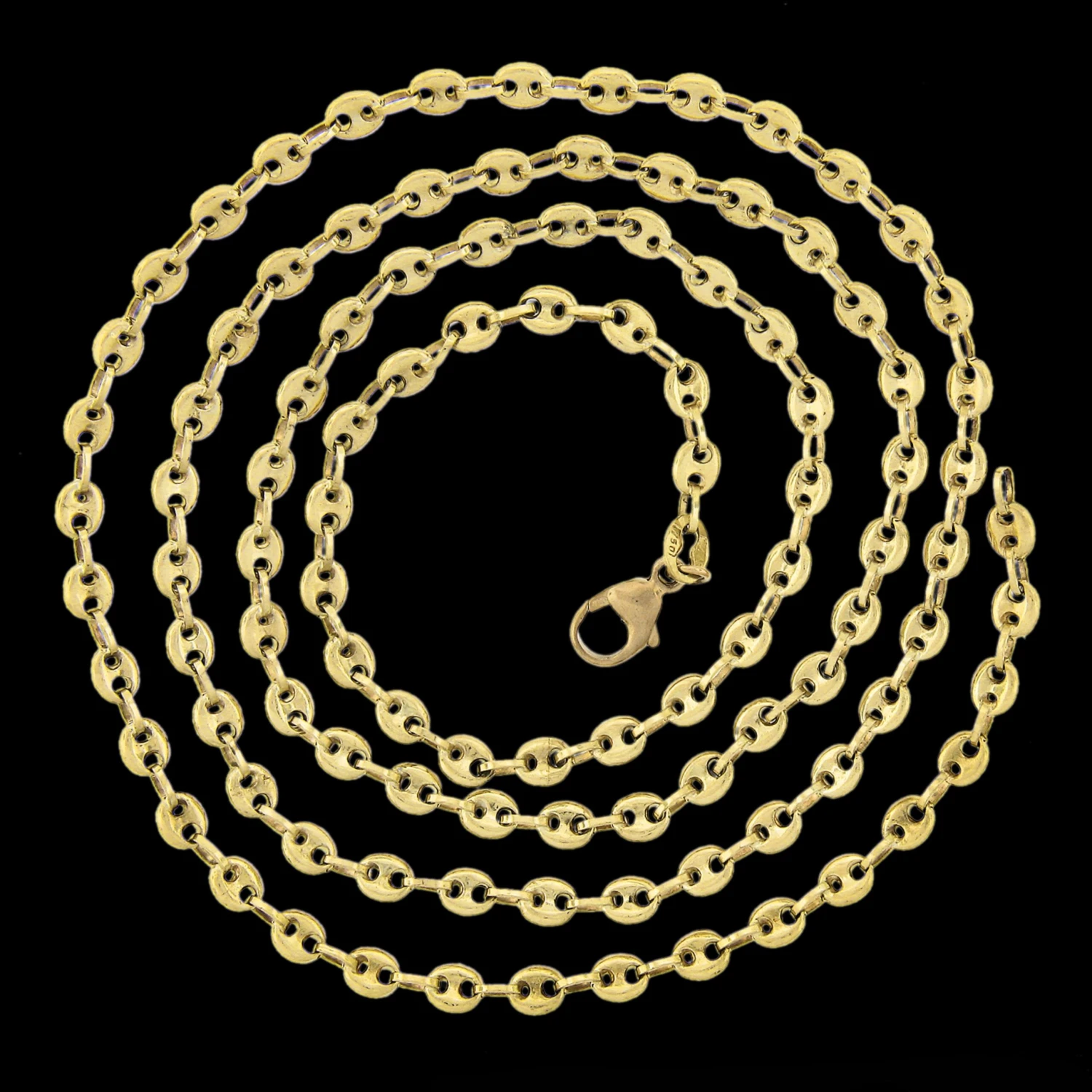 Unknown Unisex Solid 18k Yellow Gold Polished Puffed Mariner Link Chain Necklace 6 Unknown Unisex Solid 18k Yellow Gold Polished Puffed Mariner Link Chain Necklace – Image 4