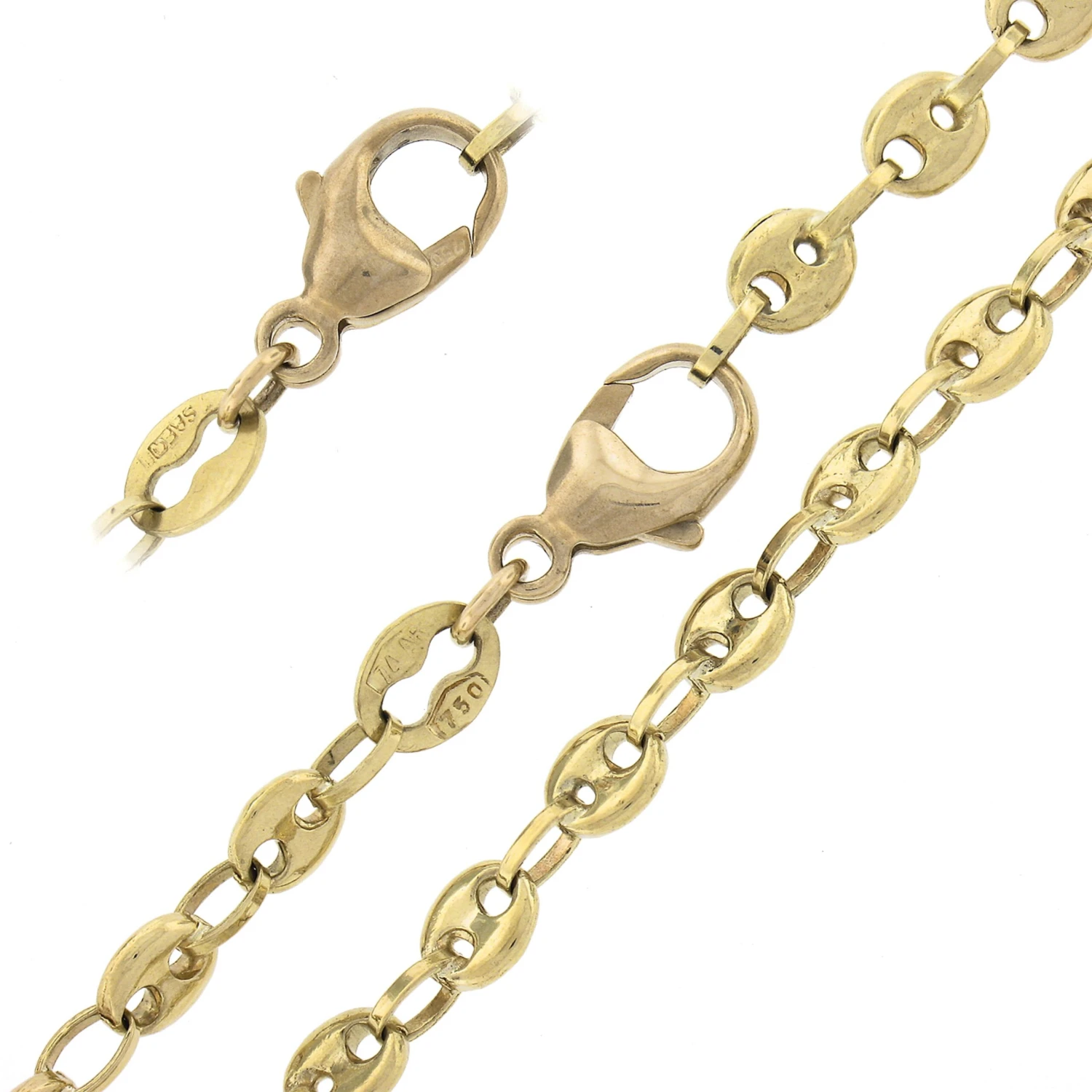 Unknown Unisex Solid 18k Yellow Gold Polished Puffed Mariner Link Chain Necklace 7 Unknown Unisex Solid 18k Yellow Gold Polished Puffed Mariner Link Chain Necklace – Image 5