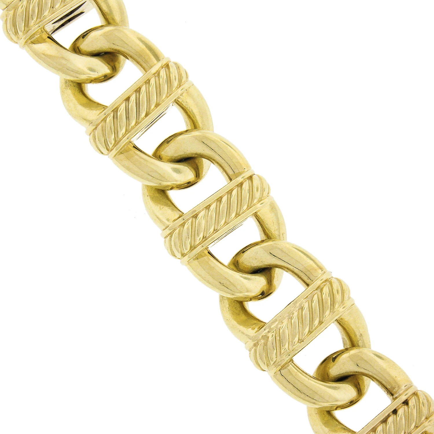 David Yurman 18k Gold Open Cable Link Chain Bracelet W/ Twisted Wire 6 David Yurman 18k Gold Open Cable Link Chain Bracelet W/ Twisted Wire – Image 4