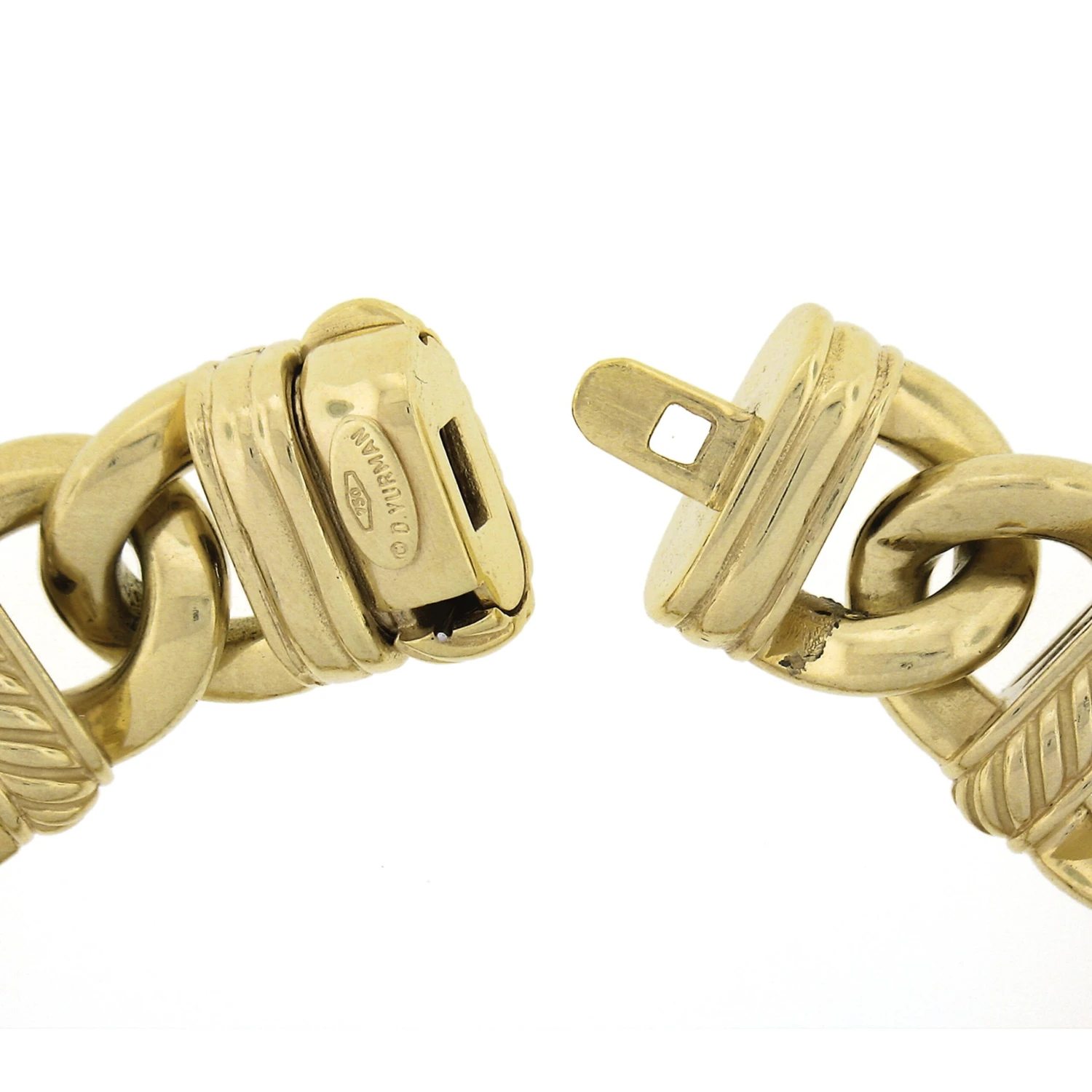 David Yurman 18k Gold Open Cable Link Chain Bracelet W/ Twisted Wire 9 David Yurman 18k Gold Open Cable Link Chain Bracelet W/ Twisted Wire – Image 7