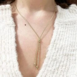 Alberto 14k Yellow Gold Structured Lariat Bead Necklace 9 Alberto 14k Yellow Gold Structured Lariat Bead Necklace -Mode Bijouterie Magasin IMG 1376 1 master
